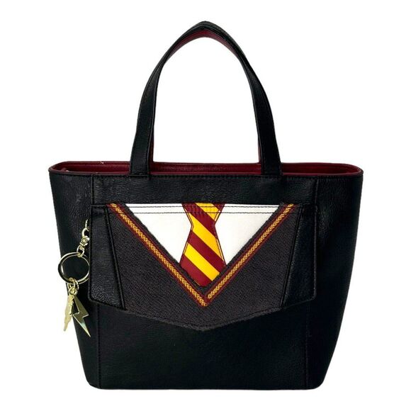 Harry Potter LOUNGEFLY Black Suit Tie Embroidered Crossbody Purse Rare Handle - Picture 9 of 12